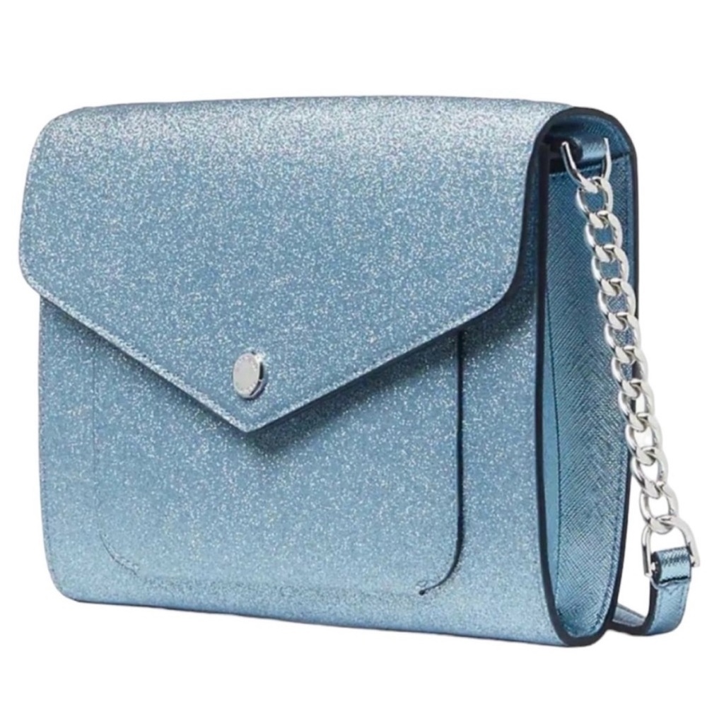 👜NWT Kate Spade Tinsel Flap Crossbody, retail $279, blue sparkle💙 - Picture 4 of 6